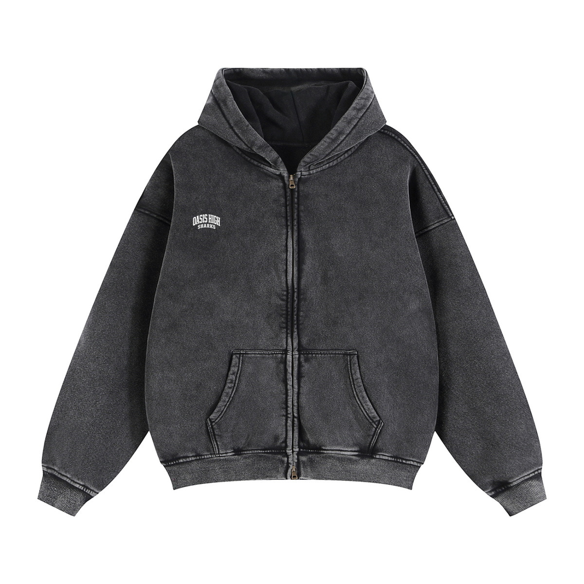 Basic 2 White Oasis Zip-Through Boxy Fleece Hoodie
