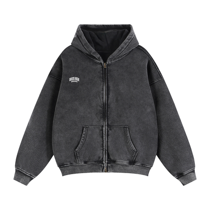 Basic 2 White Oasis Zip-Through Boxy Fleece Hoodie