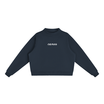 EMBROIDERED Fleece Mock-Neck Crew Sweatshirt