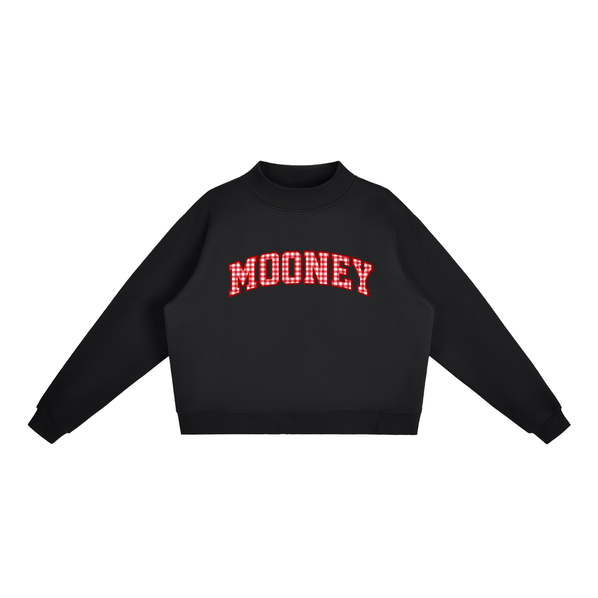 Gingham Cardinal Mooney Essential Fleece Mock-Neck Crew Sweatshirt