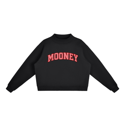 Gingham Cardinal Mooney Essential Fleece Mock-Neck Crew Sweatshirt