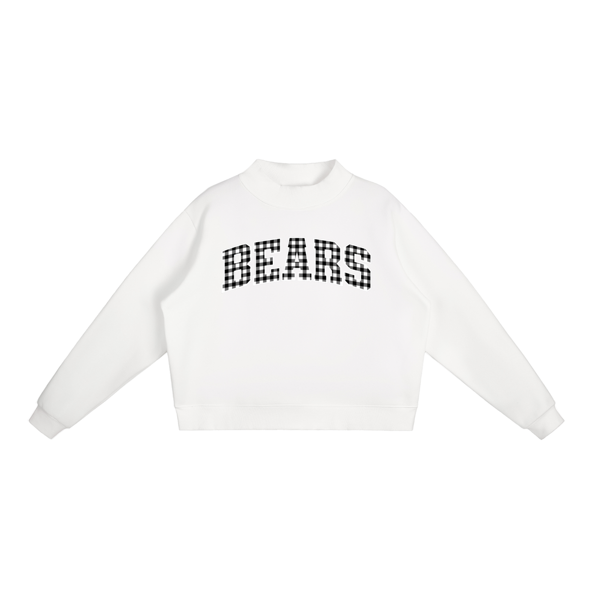 Gingham Mock Essential Fleece Mock-Neck Crew Sweatshirt (Printed)