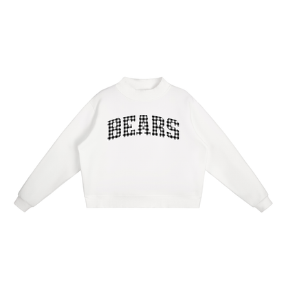 Gingham Mock Essential Fleece Mock-Neck Crew Sweatshirt (Printed)
