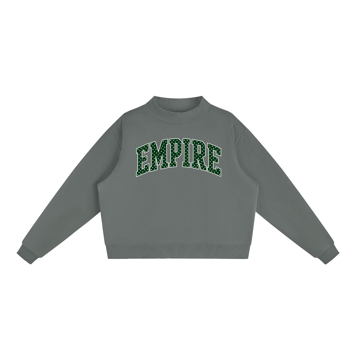 Polka Dot Empire Essential Fleece Mock-Neck Crew Sweatshirt (printed)