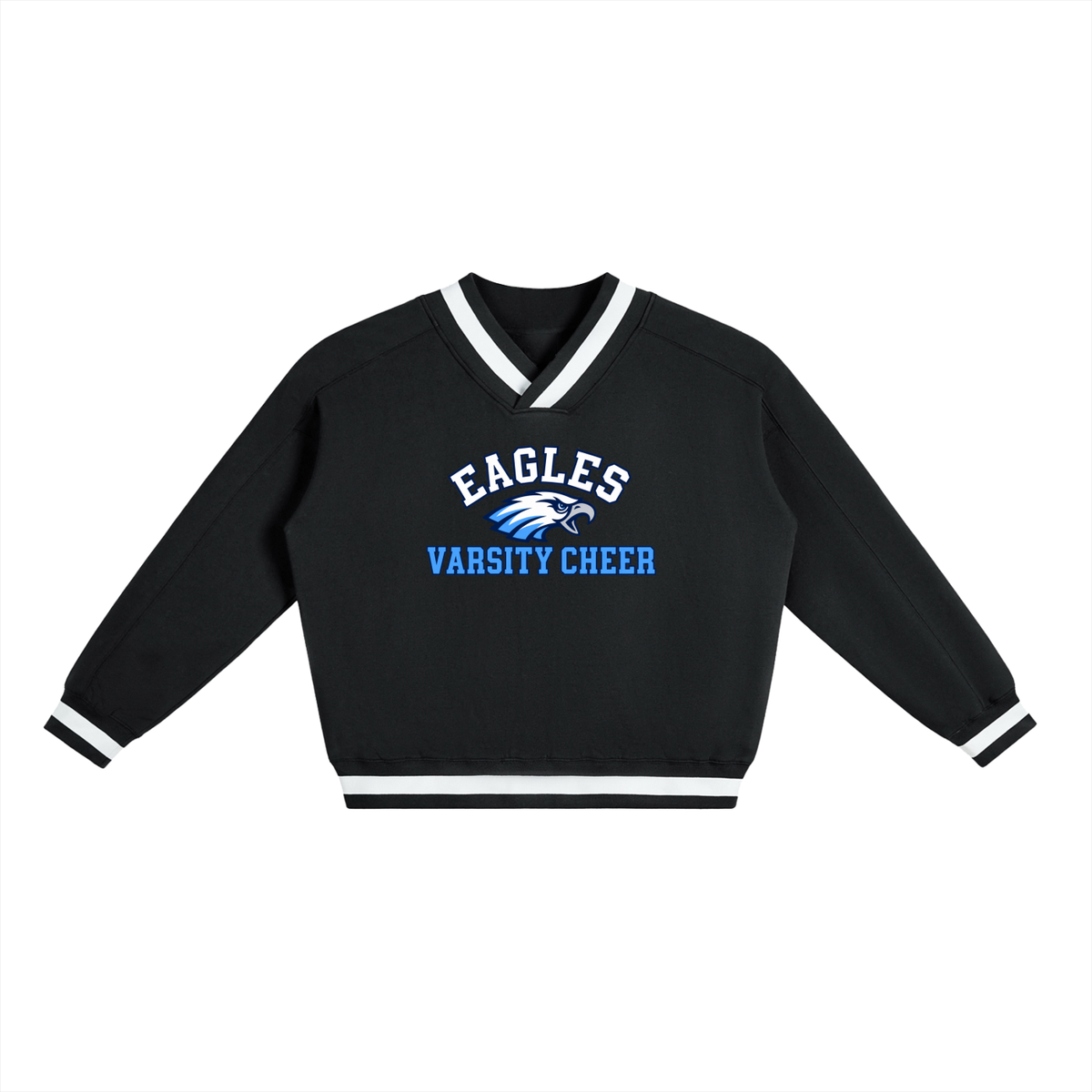 V-Neck Contrast Collar Boxy Sweatshirt