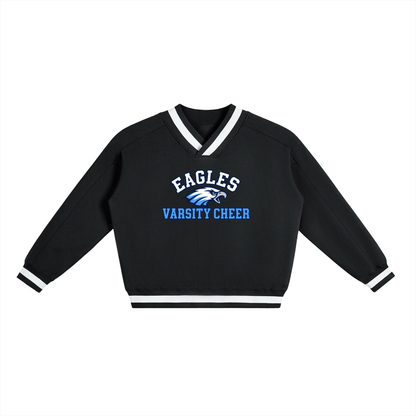 V-Neck Contrast Collar Boxy Sweatshirt