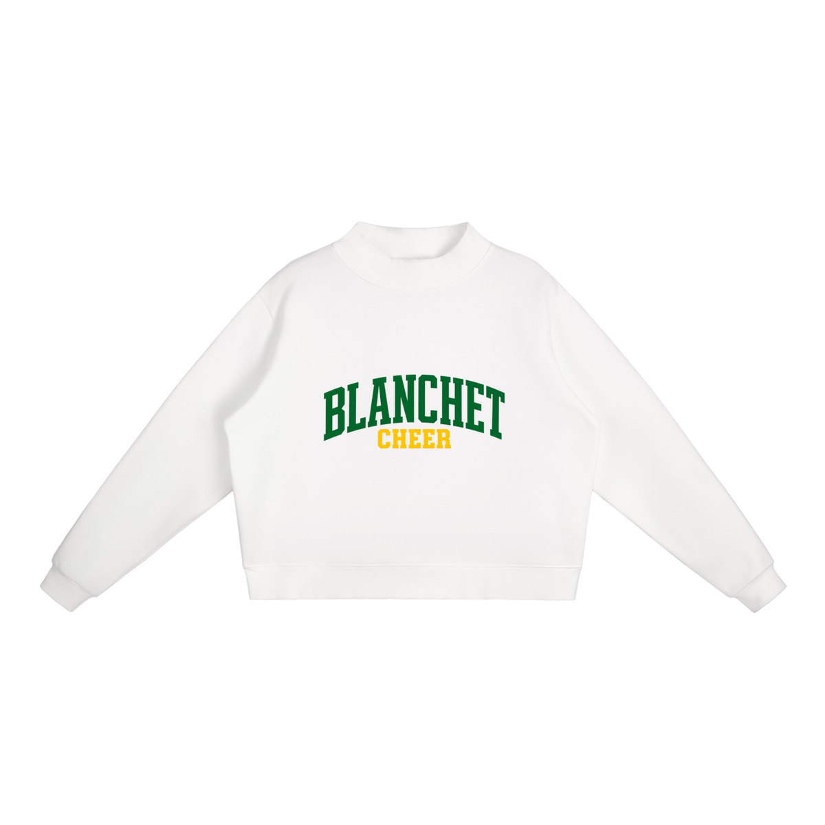 Basic 1 Blanchet Essential Fleece Mock-Neck Crew Sweatshirt (printed)