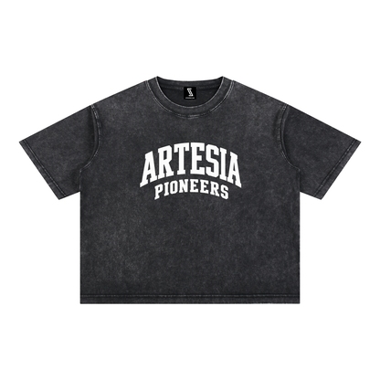 Basic 2 White Artesia Mineral Wash Boxy Cotton T-Shirt