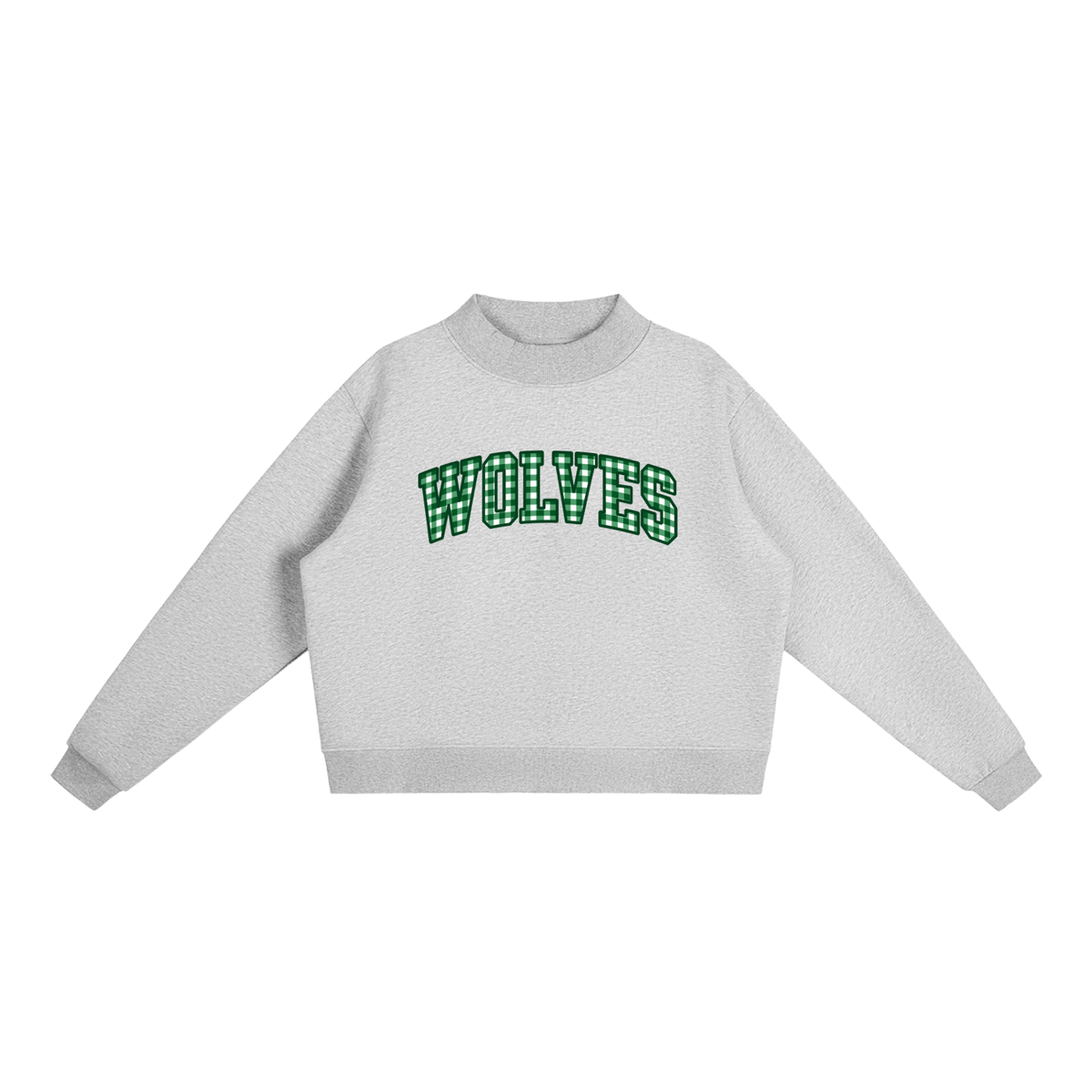 Gingham Green River Essential Fleece Mock-Neck Crew Sweatshirt (printed)