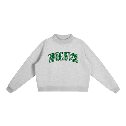 Gingham Green River Essential Fleece Mock-Neck Crew Sweatshirt (printed)