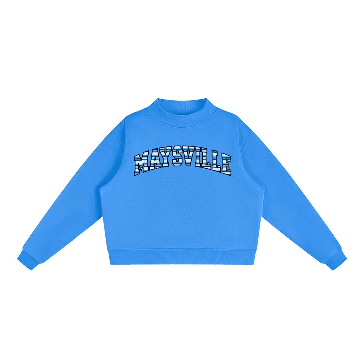 Striped Maysville Essential Fleece Mock-Neck Crew Sweatshirt