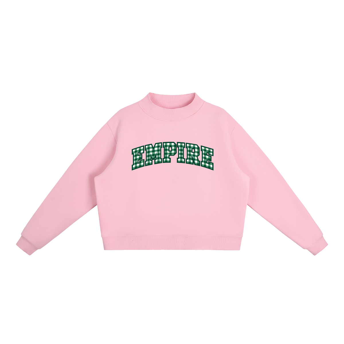 Gingham Empire Essential Fleece Mock-Neck Crew Sweatshirt (printed)