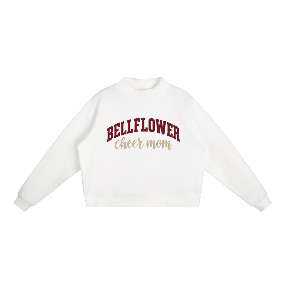 Cheer Mom Bellflower Essential Fleece Mock-Neck Crew Sweatshirt