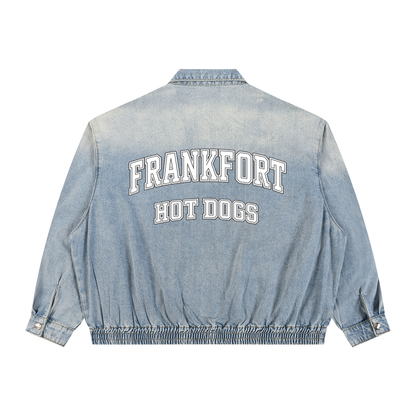 Unisex Vintage Wash Full-Zip Denim Jacket