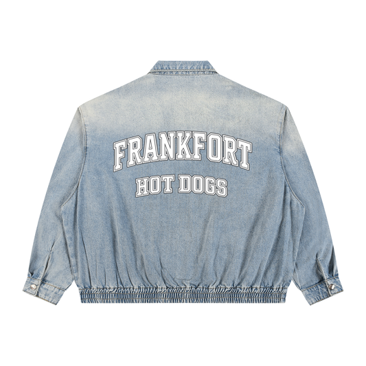 Unisex Vintage Wash Full-Zip Denim Jacket