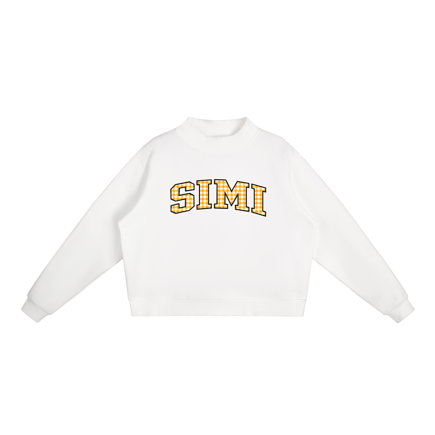 Gingham Simi Valley Essential Fleece Mock-Neck Crew Sweatshirt