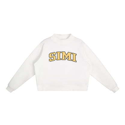 Gingham Simi Valley Essential Fleece Mock-Neck Crew Sweatshirt