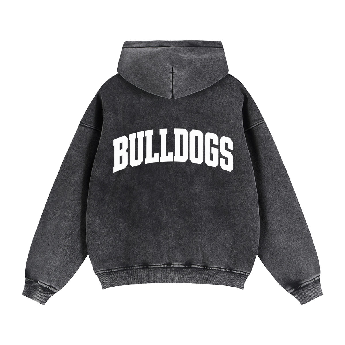 Basic 2 White Green Bulldogs Zip-Through Boxy Fleece Hoodie