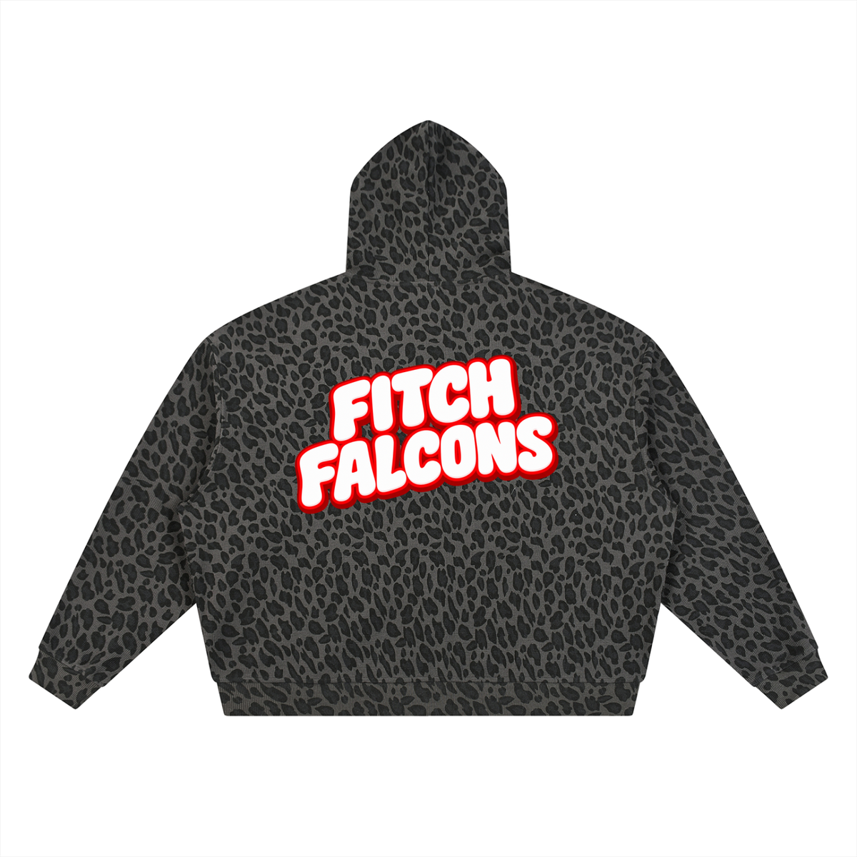 Unisex Leopard Print Waffle Full Zip Hoodie