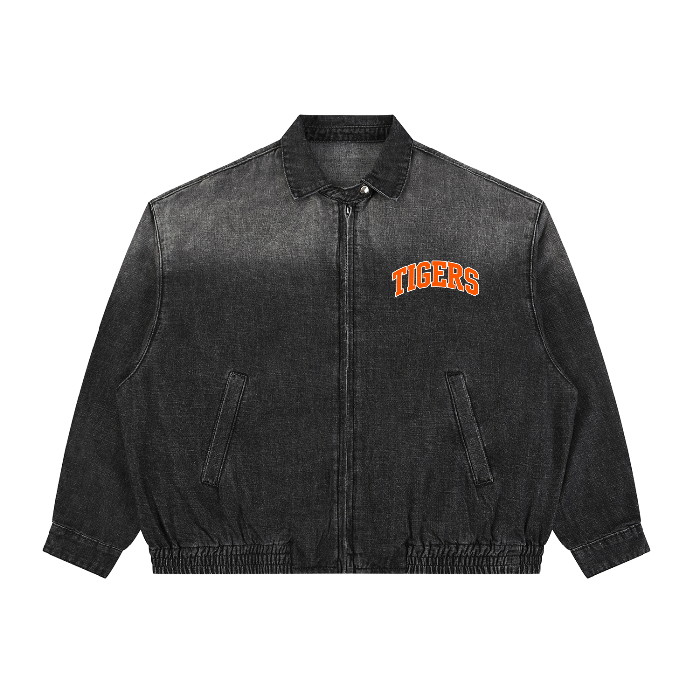 Unisex Vintage Wash Full-Zip Denim Jacket