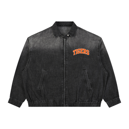 Unisex Vintage Wash Full-Zip Denim Jacket