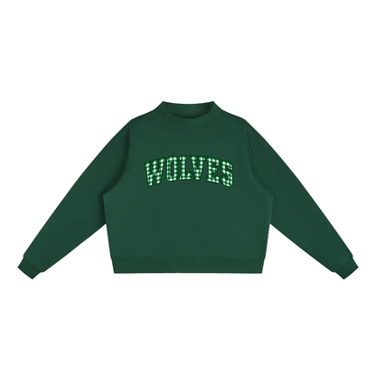Gingham Green River Essential Fleece Mock-Neck Crew Sweatshirt (printed)