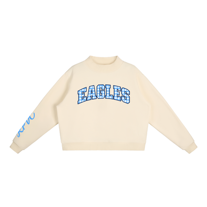 GINGHAM EAGLES Essential Fleece Mock-Neck Crew Sweatshirt