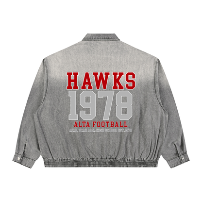 Unisex Vintage Wash Full-Zip Denim Jacket
