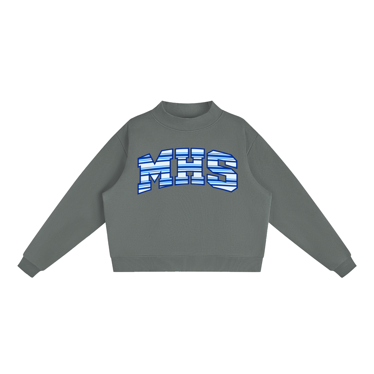 MHS Striped Essential Fleece Mock-Neck Crew Sweatshirt