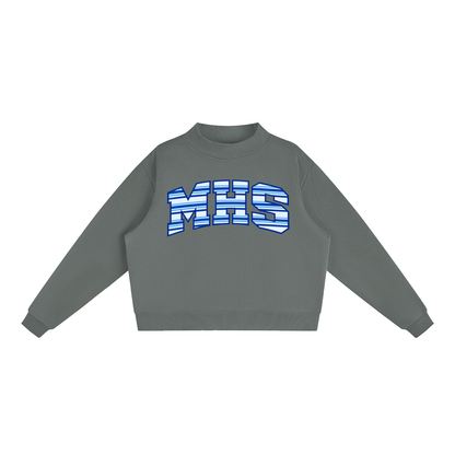 MHS Striped Essential Fleece Mock-Neck Crew Sweatshirt