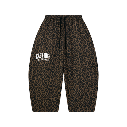 Unisex Leopard Barrel Leg Sweatpants