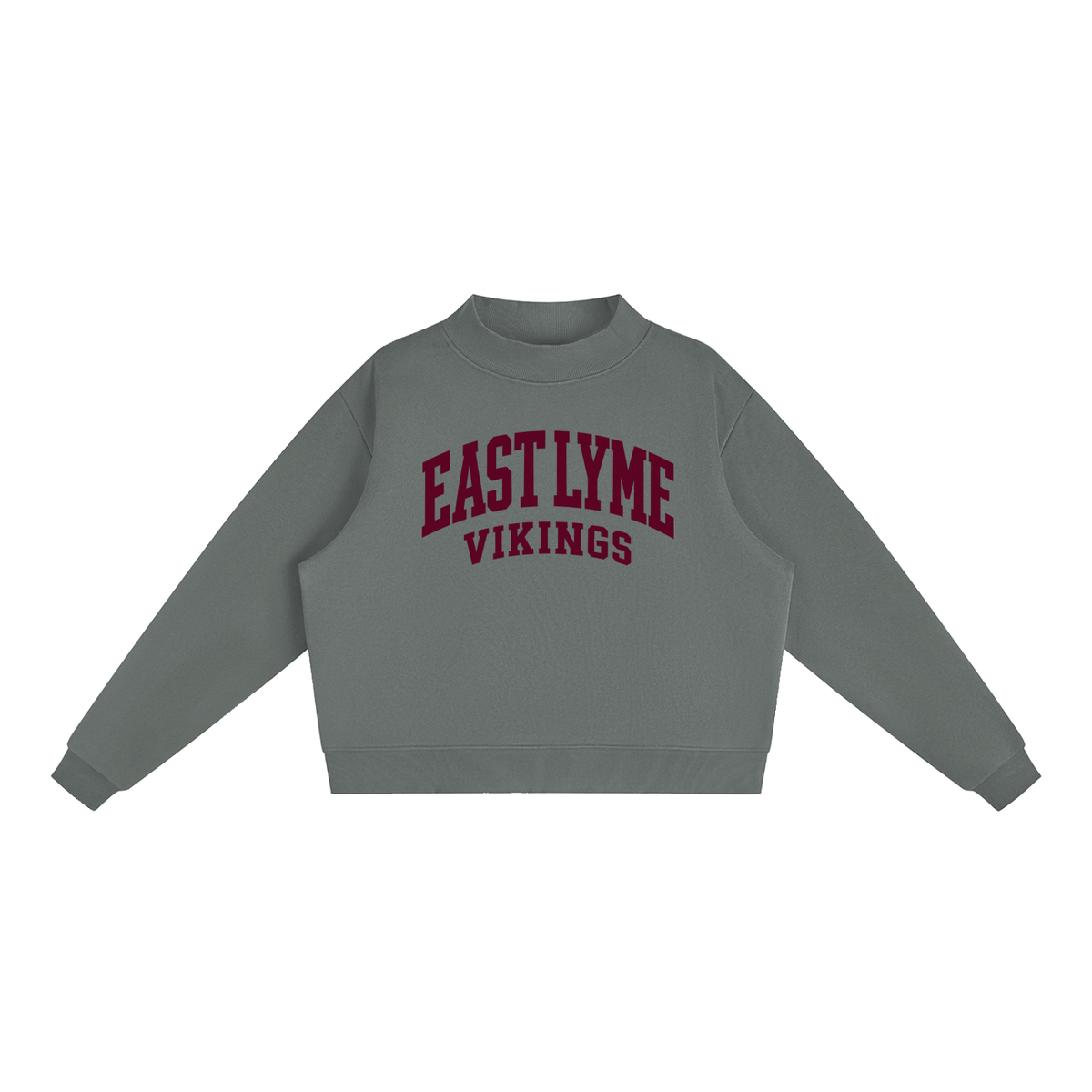 Basic 2 East Lyme Essential Fleece Mock-Neck Crew Sweatshirt (printed)