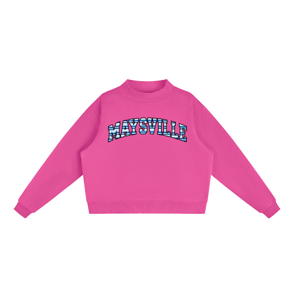 Striped Maysville Essential Fleece Mock-Neck Crew Sweatshirt