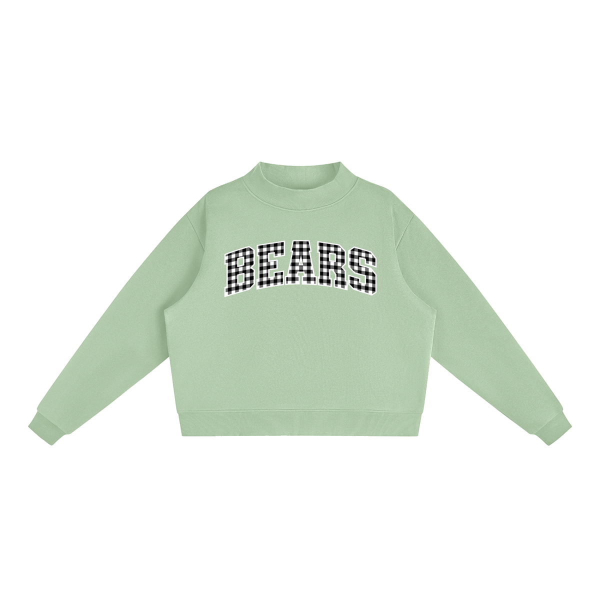 Gingham Mock Essential Fleece Mock-Neck Crew Sweatshirt (Printed)