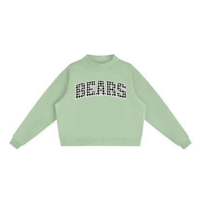 Gingham Mock Essential Fleece Mock-Neck Crew Sweatshirt (Printed)