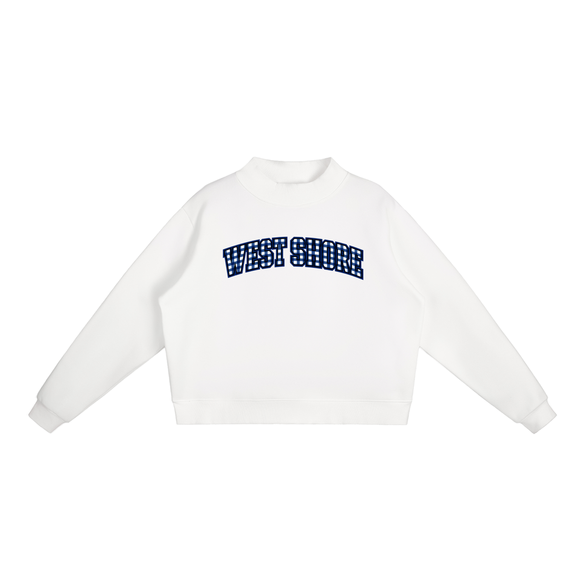 Gingham West Shore Essential Fleece Mock-Neck Crew Sweatshirt (printed)
