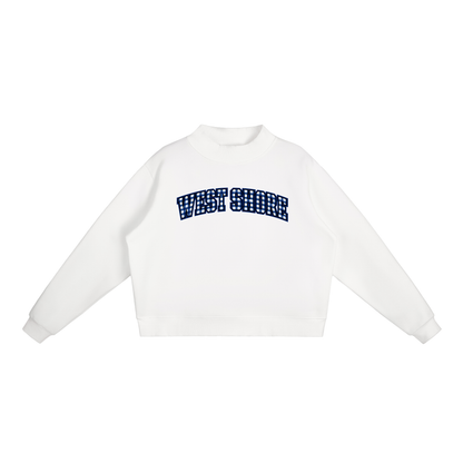 Gingham West Shore Essential Fleece Mock-Neck Crew Sweatshirt (printed)