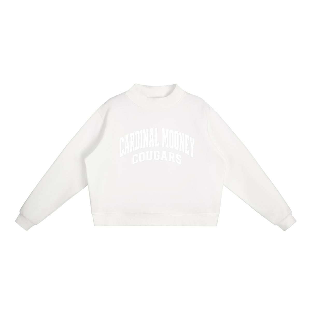 Basic 2 White Cardinal Mooney Essential Fleece Mock-Neck Crew Sweatshirt