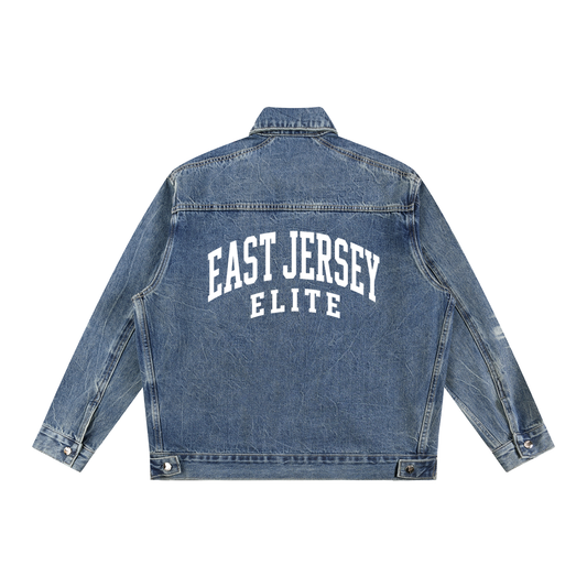 Vintage Wash Zip Up Denim Jacket