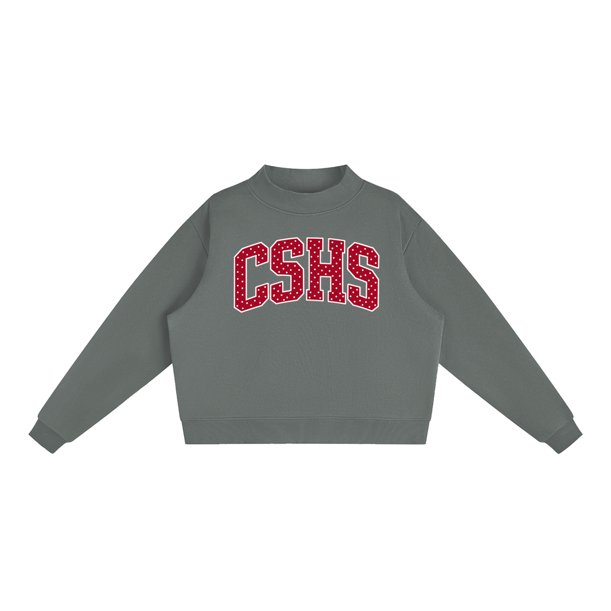 Polka Dot Chatfield Essential Fleece Mock-Neck Crew Sweatshirt (printed)