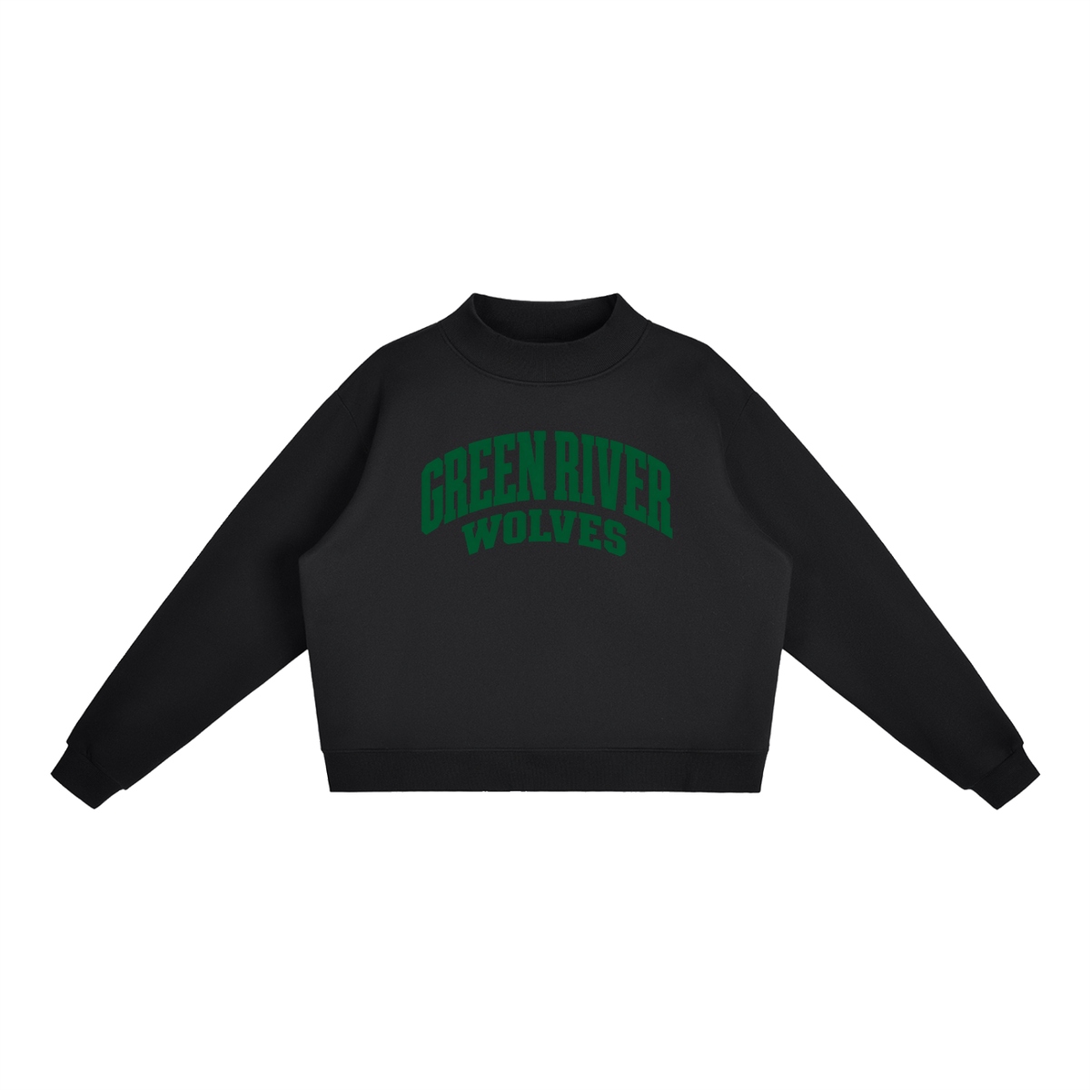 Basic 2 Green River Essential Fleece Mock-Neck Crew Sweatshirt (printed)