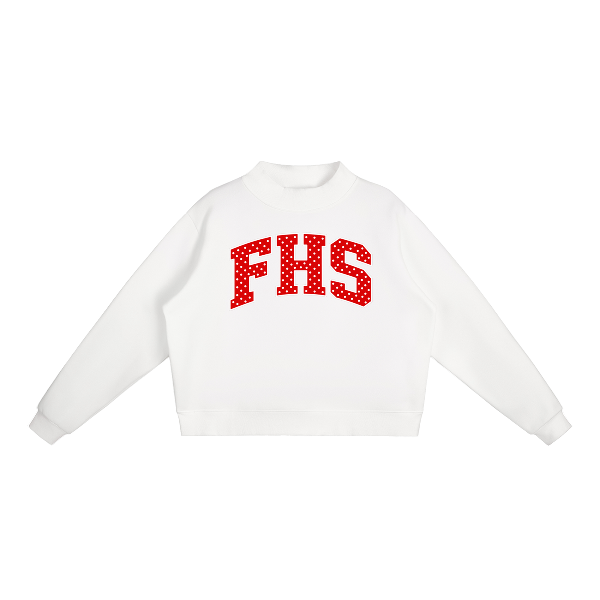 Polka Dot Fitch Essential Fleece Mock-Neck Crew Sweatshirt (printed)