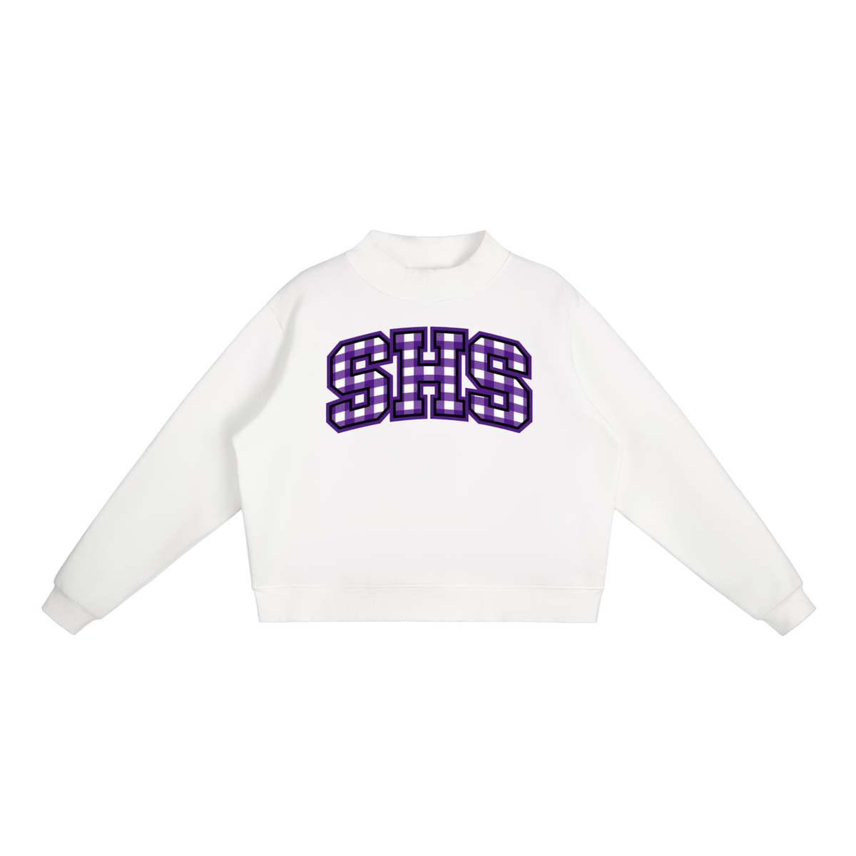 Gingham Sayville Essential Fleece Mock-Neck Crew Sweatshirt (printed)