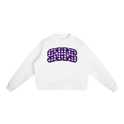 Gingham Sayville Essential Fleece Mock-Neck Crew Sweatshirt (printed)