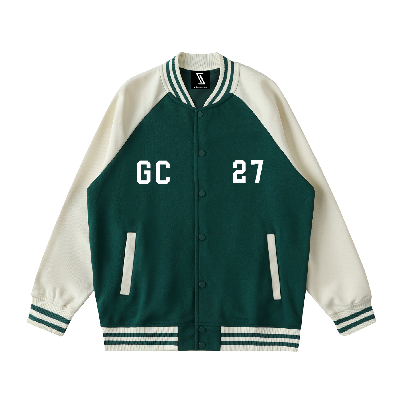 Two Tone Raglan Sleeve Varsity Jacket