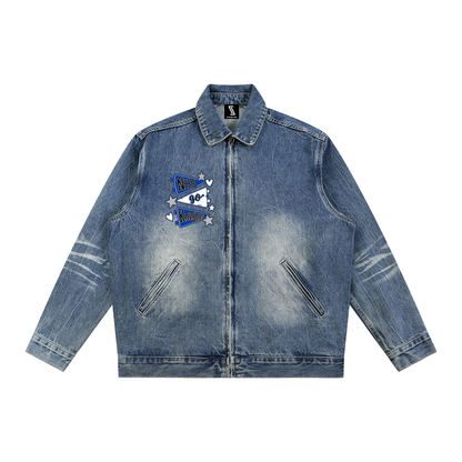 Lets Go Nolensville Vintage Wash Zip Up Denim Jacket
