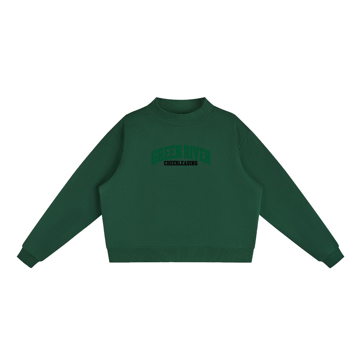 Basic 1 Green River Essential Fleece Mock-Neck Crew Sweatshirt (printed)