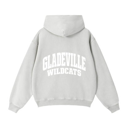 Basic 2 White Gladeville Zip-Through Boxy Fleece Hoodie
