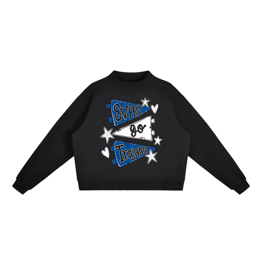 Basic 2 White Silver Valley Essential Fleece Mock-Neck Crew Sweatshirt (printed)