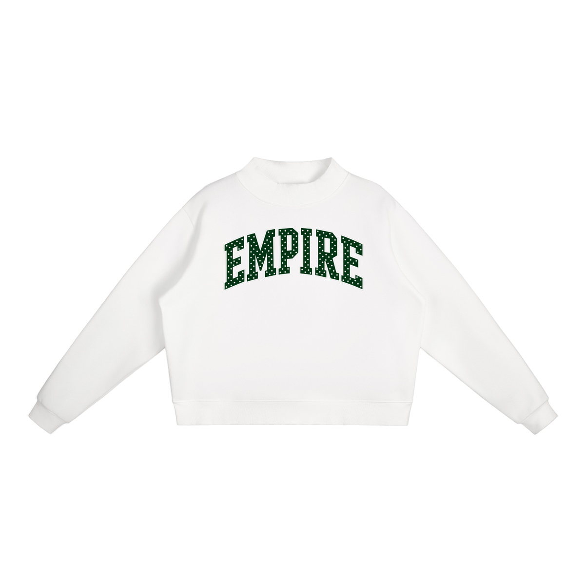 Polka Dot Empire Essential Fleece Mock-Neck Crew Sweatshirt (printed)